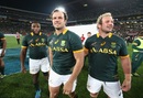 Bismarck and Jannie du Plessis celebrate the Springboks win over the All Blacks