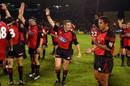 The Crusaders celebrate their 96-19 win over the Waratahs