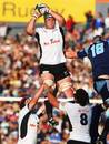 The Sharks' Steven Sykes claims a lineout ball