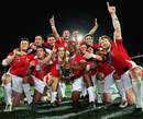 Wales celebrate winning the 2009 Rugby World Cup Sevens
