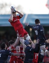 Munster's Dave Foley claims a lineout