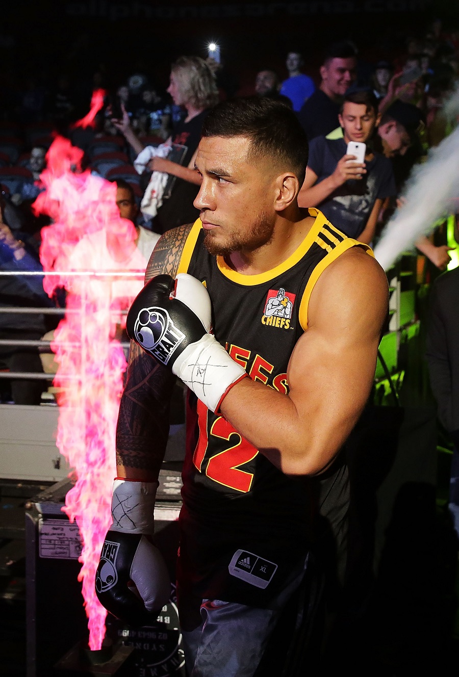 Sonny Bill Williams enters the ring at Allphones Arena