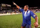 Auckland Blue's Joeli Vidiri salutes the crowd after scoring four tries against the Bulls