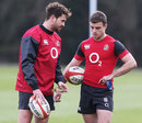 Danny Cipriani and George Ford deep in discussion during England training