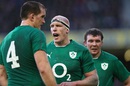 Paul O'Connell is flanked by Devin Toner and Peter O'Mahony