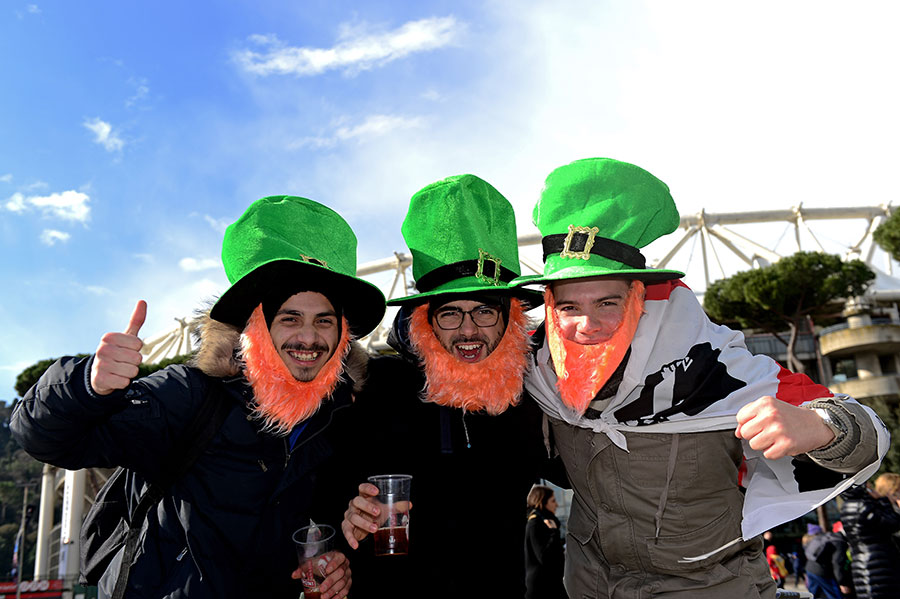 Ireland fans soak up the atmosphere before their Six Nations match against Italy