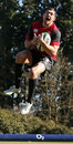 Alex Goode takes a high ball in England training