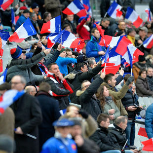France fans enjoy the atmosphere prior to kick-off, France v Wales, Six Nations, Stade de France, February 28, 2015