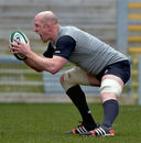 Paul O'Connell hard at work during an Ireland training session