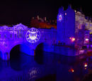 Bath projected their club logo on the bridge over the River Avon before their victory against Sale