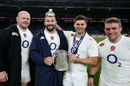 Dan Cole, Joe Marler, Ben Youngs and Tom Youngs pose with the Calcutta Cup