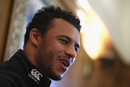 Courtney Lawes faces the media during the England press conference