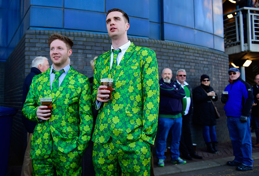 Ireland fans prepare for their nation's game against Scotland at Murrayfield