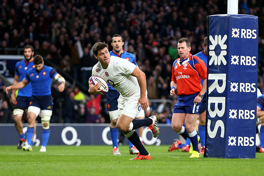Ben Youngs crosses the line for his second try of the match