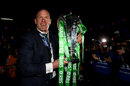 Paul O'Connell holds the new Six Nations trophy aloft