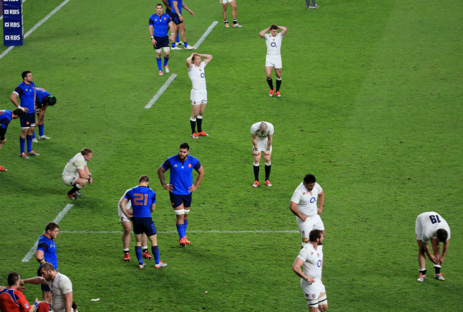 England show their dejection at the full-time whistle