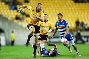The Hurricanes' James Broadhurst runs into space, Hurricanes v Stormers, Wellington, March 3, 2015