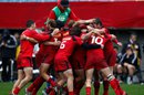 Canada celebrate defeating the All Black Sevens