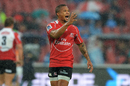 The Lions' Elton Jantjies calls a backline play,