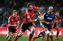 The Crusaders' Sam Whitelock looks for a pass