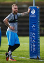 The Blues' Jimmy Cowan takes a breather at training