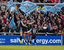Glasgow Warriors Dth van der Merwe celebrates his side's second try of the game of the Guinness PRO12 Final