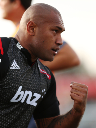 The Crusaders' Nemani Nadolo celebrates a try, Brumbies v Crusaders,  Super Rugby, GIO Stadium, Canberra, June 13, 2015