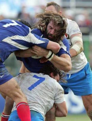 France's Sebastien Chabal is shackled by the Italy defence, italy v France, Six Nations, Stadio Flaminio, Rome, Italy, February 3, 2007
