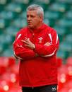 Wales coach Warren Gatland offers some instruction to his players