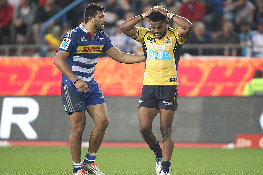 Brumbies winger Henry Speight leaves the field following a red card