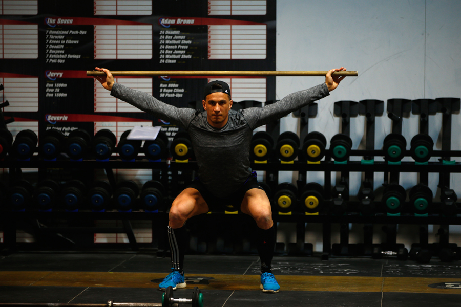 New Zealand's Sonny Bill Williams works out during an All Blacks weight training session