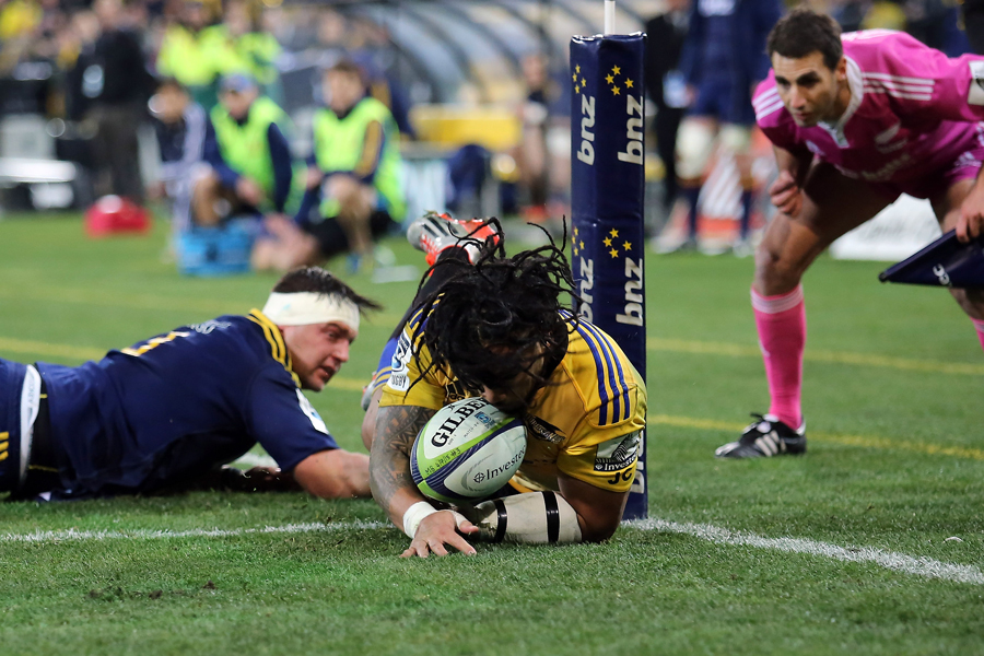 The Hurricanes' Ma'a Nonu scores the opening try