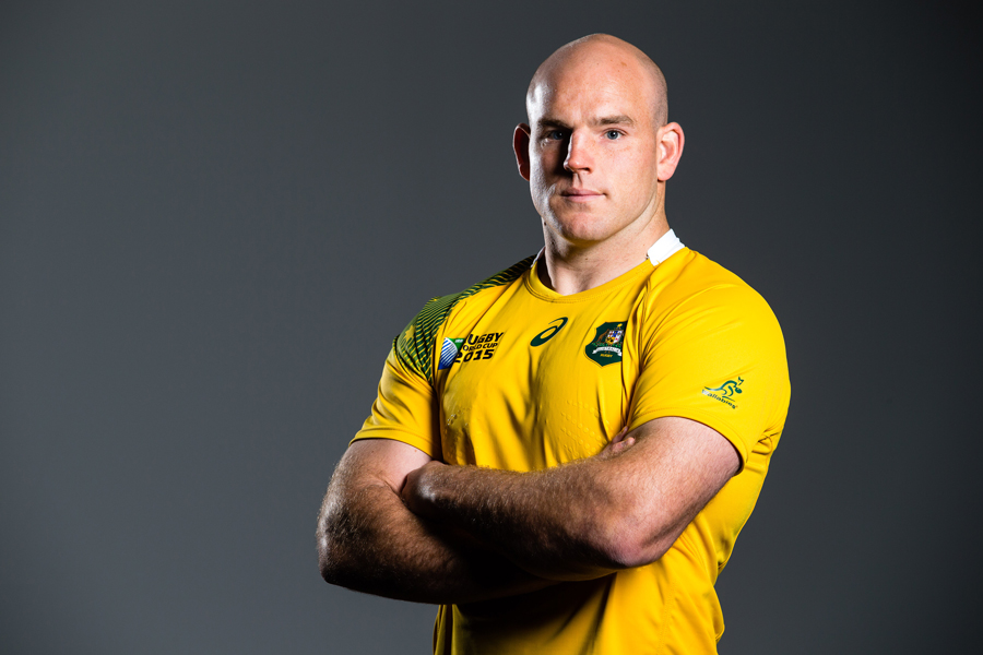 Stephen Moore showcases the Wallabies' Rugby World Cup 2015 jersey