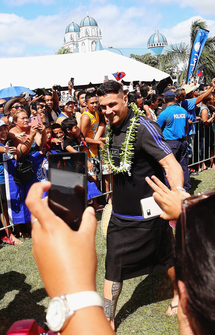 New Zealand's Sonny Bill Williams is welcomed by fans