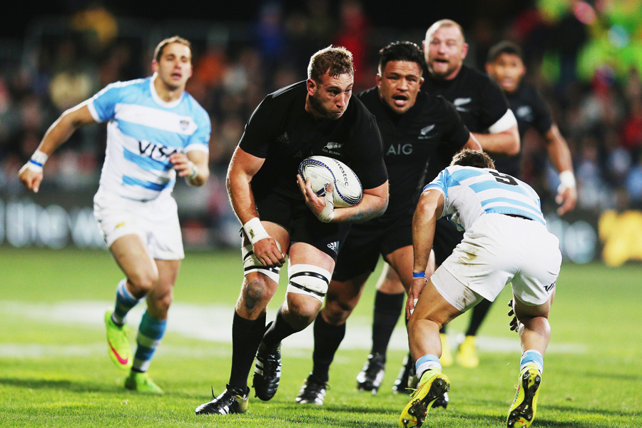 New Zealand's Luke Romano on the charge