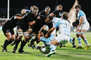 New Zealand's Richie McCaw scores a try from a lineout drive