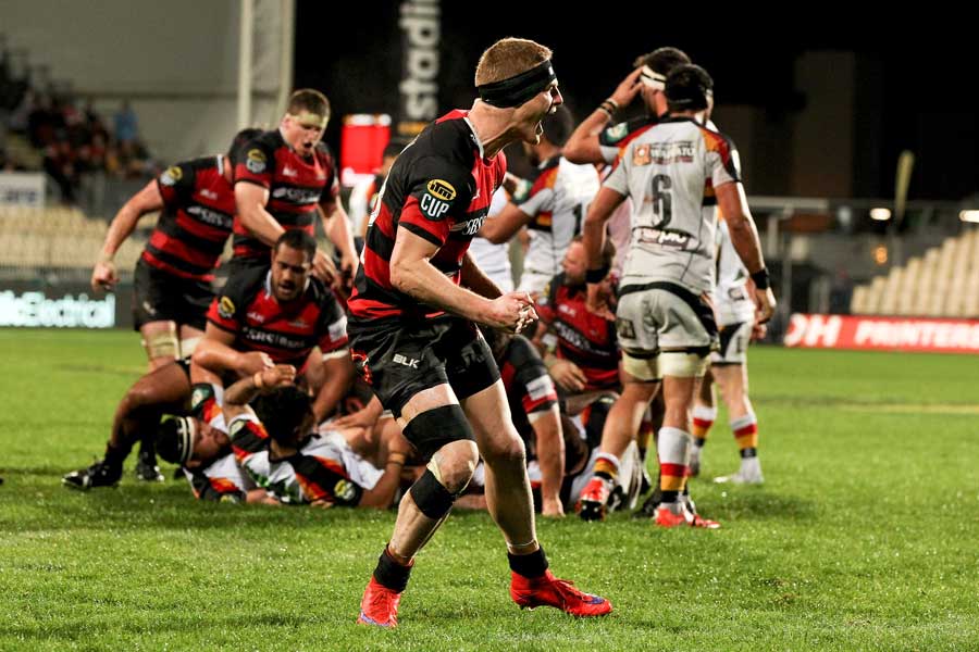 Canterbury's Johnny McNicholl shows his delight