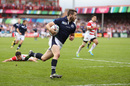 Tommy Seymour of Scotland goes over to score his team's third try