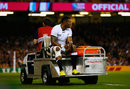 Waisea Nayacalevu of Fiji is stretchered off the pitch during Fiji's clash with Australia