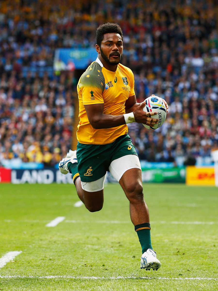 Australia's Henry Speight runs in to score a try