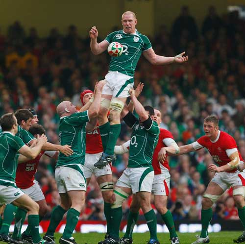 Ireland's Paul O'Connell controls the lineout