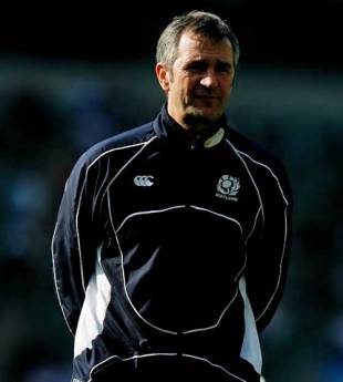 Scotland coach Frank Hadden watches his side warm-up