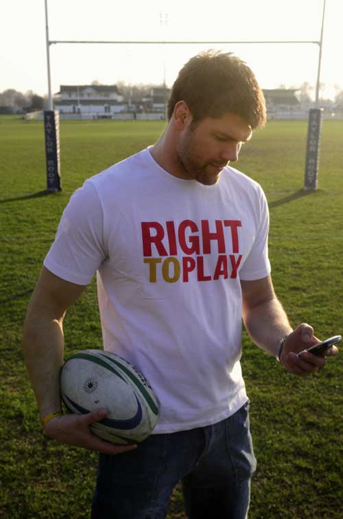 England lock Tom Palmer poses for the Right to Play Charity
