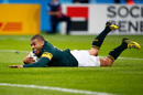 Bryan Habana of South Africa goes over to score his second try