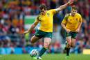 Australia's Bernard Foley kicks at goal