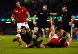 New Zealand's Julian Savea scores his second try, New Zealand v France, Rugby World Cup, Millennium Stadium, Cardiff, October 17, 2015