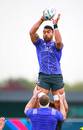 New Zealand's Victor Vito takes the ball in the lineout