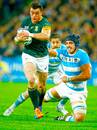 South Africa's Jesse Kriel evades a challenge from Tomas Lavanini