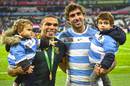 South Africa's Bryan Habana and Argentina's Juan Martin Fernandez Lobbe take a lap of honour