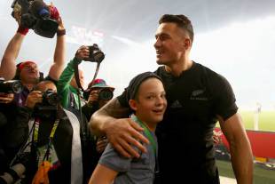 Sonny Bill Williams with Charlie Lines, New Zealand v Australia, Rugby World Cup, final, Twickenham Stadium, London, October 31, 2015
